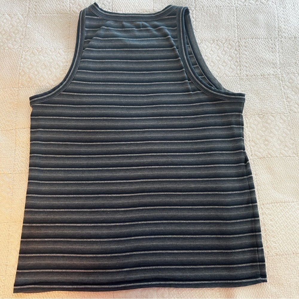 Striped Ribbed Tank Top - Blue - Picture 10 of 13